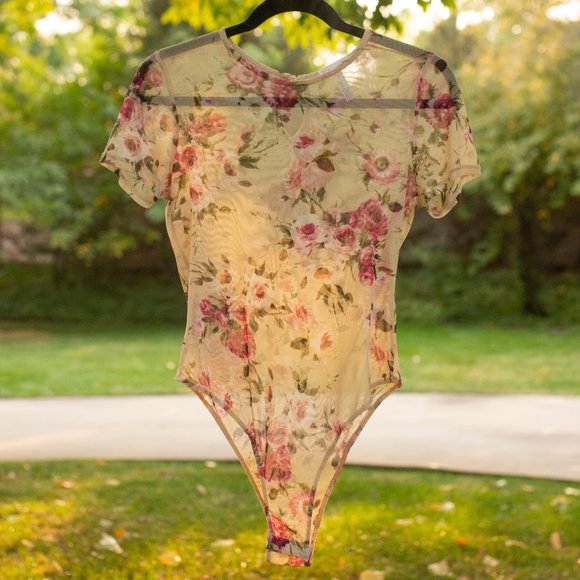 Nordstrom Tops - Nordstrom Brand Leith Mesh Floral Bodysuit